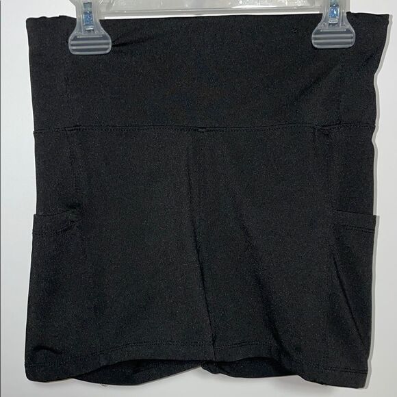 Black Bike Shorts with Stretchy Fabric and Wide Waistband - Picture 1 of 3